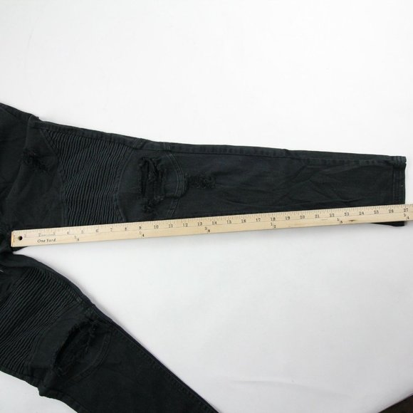 Soho Babe Womens Slim Straight Jeans Black Distressed Denim Low Rise Size 9 - Picture 6 of 9
